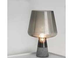 Smoke Glazen Tafellamp - Beton - E27 Fitting - ø25x38cm - Grijs/Zwart