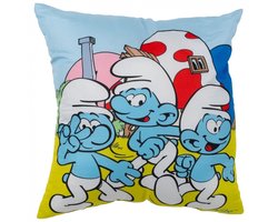 Smurf kussen - 3 smurfen maken lol - De smurfen - 100% polyester.