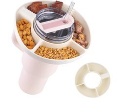 Snack Bowl voor 40 oz - Silicone Snack Tray met 4 Compartimenten - Herbruikbare Snackhouder voor Snoep, Cracker en Tussendoortjes (Crème)