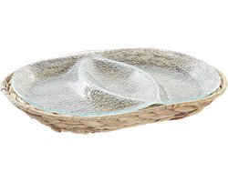 Snackdienblad DKD Home Decor Kristal Natuurlijk Transparant Vezel (38 x 25 x 4 cm)