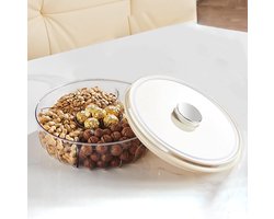 Snackschaal met deksel - snackbord met 4 afzonderlijke compartimenten, snackdoos met rubberen afdichtingsring bescherming tegen vocht en stof, snackbord voor snoep, noten, snacks, snoepkoekjes