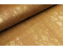 Snakeskin Champagne / goud - Slangenleer - Kunstleer - 100% Waterdicht - stoffering- tassen - Wanddecoratie - 3D print - Korting - op rol - per meter