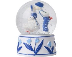 Sneeuwbol Kussend paar Delfts Blauw - Souvenirs Nederland - Per Stuk
