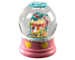 Sneeuwlantaarn dino 16.5x12.5cm led roze Konstsmide