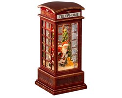 Sneeuwlantaarn telefooncel kerstman-hond 20x9cm led rood Konstsmide