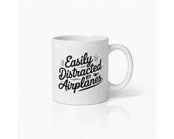 Snel Afgeleid Door Vliegtuigen Mok 330 ml – Grappige Luchtvaart Koffiebeker