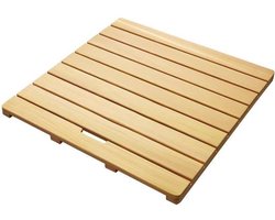 Snel drogende antislipbadmat van hout - Massief houten douchemat van 60x90 cm voor binnen en buiten, eenvoudig schoon te maken eendenplank voor badkamer, sauna, spa en thuisbad - lichte kleur