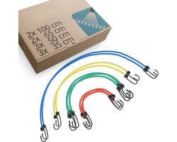 Snelbinders Fiets - Spangordel Met Haken - Reflecterend - Set Van 10 - 200% Rek - Expander - Bagagespanner Voor Fiets En Bagagedrager - Colletkoord - Rubberen Koord