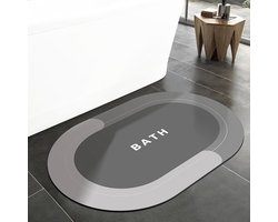 Sneldrogende badmat - absorberend - 1 stuk - grijs - rubber - 60x40cm