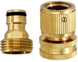 Snelle Koppeling voor Tuinslang, 3 Inch Massief Messing Koppeling zonder Lekkage, Tuinaccessoires, Slangkoppeling, Set van 2