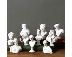 SnelShoppen - 10 Stuks Mini 6.8cm Griekse Buste Beelden, Replica Resin Sculpturen, Kleine Hoofd Beelden voor Thuis en Kantoor Decoratie, Artistieke Cr