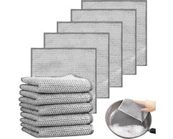 SnelShoppen - 10 Stuks Multifuntionele Niet-Kras Schrobdoeken, Herbruikbare Microvezel Keuken Doeken, RVS Draad Wol, Ideaal voor Schoonmaken en Afwass