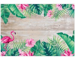 SnelShoppen - 100 Tafelplacemats Tropisch Flamingo-motief DIN A3 Vierkant | Wegwerp Papieren Placematset | Modern Design | Bruin voor Horeca en Huisho
