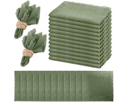 SnelShoppen - 12 Stuks Herbruikbare Tafelservetten van Katoen, 42x42 cm, Sage Green, Perfect voor Feesten, Barbecues en Huishoudelijk Gebruik