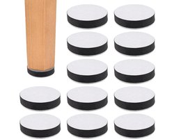 SnelShoppen - 12 Stuks Zelfklevende Meubelverhogers van Carbonstaal, 1.5 cm Hoog, Vilt Meubelverhoger Rond voor Kast, Bureau, Bank, Meubels, Diameter