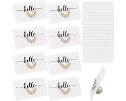 SnelShoppen - 15 Stuks Decoratieve Blad Tak Parels Naamkaart Houder, Gouden Metaal Label Sets voor Bruiloft Tafelsetting, Buffet Eten Labels, Bedrijfs