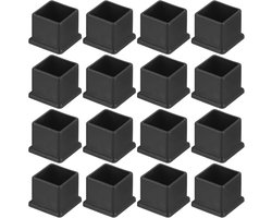 SnelShoppen - 16 Stuks PVC Vierkante Stoelpootdoppen 30mm x 30mm - Niet-slip Pads voor Tuin, Meubels, Keuken en Kasten - Zwart