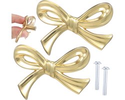 SnelShoppen - 2 Stuks Gouden Messing Meubelknoppen in Boogdesign - Decoratieve Handgrepen voor Kasten, Laden, Boekenkasten - Duurzaam en Eenvoudig te
