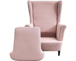 SnelShoppen - 2 Stuks Oorfauteuil Housse, Elastische Bekleding voor Fauteuil, Roze, Geschikt voor Woonkamer, Feest, Kinderen en Tuin