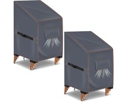 SnelShoppen - 2 Stuks Tuinstoel Beschermhoes voor Stapelstoelen, Waterdicht, 70x90x80/120 cm, Grijs | 420D Oxford Hoge Rug Stoel Beschermhoes, UV-Best