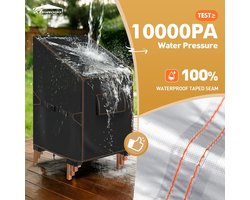 SnelShoppen - 2 Stuks Tuinstoel Cover voor Stapelstoelen, Waterdicht, 70x90x80/120 cm, Zwart | 420D Oxford Hoge Rug Stapelstoel Beschermhoes, UV-Beste