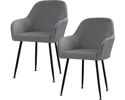 SnelShoppen - 2 Stuks Wasbare Velvet Stoelhoezen met Rugleuning - Elastische Bescherming voor Eetkamerstoelen, Make-up Tafel Stoelen - Voor Maat 40-44
