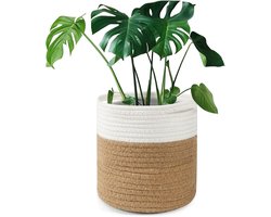 SnelShoppen - 20 cm Plantenpot met Voering, Katoenen Plantenbak voor Binnen, Geweven Opbergmand voor Kamerplanten, Bloempot en Woondecoratie (20 cm x