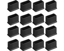 SnelShoppen - 26 Stuks Vierkante PVC Stoelpootdoppen 30mm x 15mm Zwart Meubelvoetjes Tafelvoetjes Vloerbeschermers voor Tuinmeubels, Kasten en Bedden