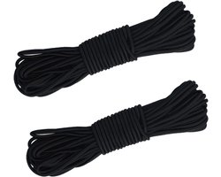 SnelShoppen - 2Pcs Elastisch Touw 4mm x 10m, Zwart Rubberkoord, Waterdicht en 100% Rekbaar Rubber Touw voor Buiten, Camping, Tent, Hangmat, Rugzakken,