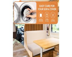 SnelShoppen - 2x Beige Stoelhoezen voor Caravans, Camper, Eettafel, Kussenslopen, Bankovertrek, Wasbaar, Comfortabel en Duurzaam, Geschikt voor Aanhan