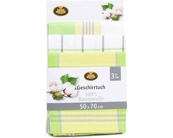 SnelShoppen - 3-delige theedoeken set, katoen, sneldrogend, 50 x 70 cm, groen, ideaal voor keuken, afvegen, drogen van glazen en borden