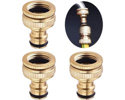 SnelShoppen - 3-Pack 2-in-1 Tuinslang Koppeling 1/2 Inch & 3/4 Inch - Messing Snelle Slangconnectoren - Tuin- en Keukengereedschap