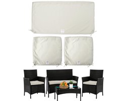 SnelShoppen - 3-pack vervangende hoezen voor buitenterraskussens, waterbestendig, geschikt voor 4-delige 3-zits rieten rotan meubels, Loveseat stoelen