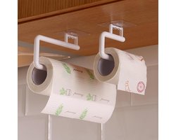 SnelShoppen - 3 Stuks Keukenrolhouder, Towel Houder Wit, Zonder Boren, Papierhanddoekhouder, Keukenaccessoires, Elegante Grijze Houder, 28.5 cm