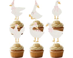 SnelShoppen - 30 Stuks Silly Goose Cupcake Toppers - Schattige Cake Decoraties - Baby Shower Versiering - Verjaardag Party Supplies voor Jongens en Me