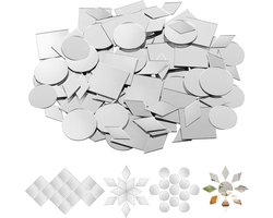 SnelShoppen - 300 Stuks Kleine Spiegels voor Knutselen, Plastic en Glas Spiegel Tegels in 3 Vormen voor Kunst, Muur, Deur, Decoraties
