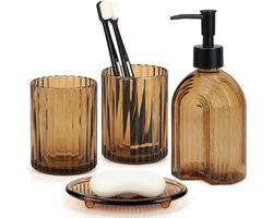 SnelShoppen - 330 ml Badkamer Set 4-delige Plastic Set - Handige Accessoires voor Badkamer, Douche, Toilet - Perfect voor Camping, Thuisgebruik, Reize