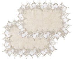 SnelShoppen - 35 Rectangulaire Tafelkleed met Kant Rand, 50cm x 35cm, voor Koffietafel en Eettafel, Hoogwaardige Linnen, Elegante Decoratie voor Keuke