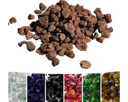 SnelShoppen - 3kg Lava Steentjes voor Gas Haarden en Vuurtafels - Natuurlijke Bruine Lava Rock met Rode en Grijze Accenten - Perfect voor Tuin, Patio
