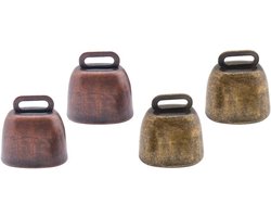 SnelShoppen - 4 Stuks Houten Klokken Boerderij Dierenbel Antiverlies Klokken - Rode Bronzen en Groene Bronzen Klokken van Koper voor Tuin, Feest en DI