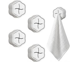 SnelShoppen - 4 stuks zelfklevende theedoekhouders voor keuken en badkamer, zonder boren, ABS theedoek clips, multifunctionele keukenhanddoekhouder, i