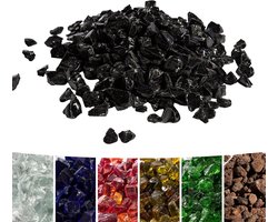 SnelShoppen - 4kg Lava Stones voor Gas Fireplaces - Tempered Fire Glass, Zwart, Herbruikbaar, Veilig voor Buiten, Tuin, Vuurtafel Accessoires
