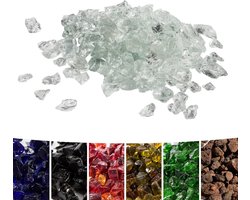 SnelShoppen - 4kg Lava Stones voor Gas Haarden en Vuurtafels - Veilig Tempered Glas - Transparante Vuurstenen - Eco-vriendelijk Decoratief voor Buiten