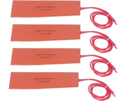 SnelShoppen - 4x Rubber Verwarmingsmat, Flexibele Siliconen Verwarmingsdeken voor Industriële Apparatuur, 20W 12V, Hoogwaardige Isolatie, Eenvoudig te