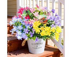 SnelShoppen - 5 Bundels Kunstbloemen Realistisch - UV-Bestendig Balkonplanten Boeket voor Buiten en Binnen - 35 cm Lang - Decoratie voor Tuin, Balkon,