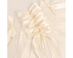 SnelShoppen - 50 Stuks Antenne Strikken Auto Ribbon Bruiloft Beige Handgemaakt Satijnen Versiering Auto Tafel Kamer Feest Decoratie