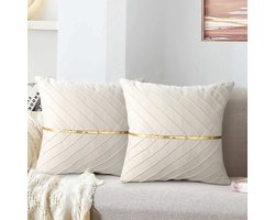 SnelShoppen - 50 x 50 cm Velvet Beige Decoratieve Kussenhoes - Zachte Hoes voor Sofa, Banken, Woonkamer en Slaapkamer - Luxe Kussencover voor Modern I