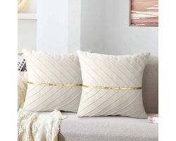 SnelShoppen - 50 x 50 cm Velvet Beige Decoratieve Kussenhoes - Zachte Hoes voor Sofa, Banken, Woonkamer en Slaapkamer - Luxe Kussencover voor Modern I