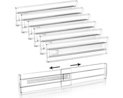 SnelShoppen - 6 instelbare doorzichtige ladescheiders (28,5–50 cm) voor optimale organisatie in keuken, slaapkamer, bureau, kast en commode