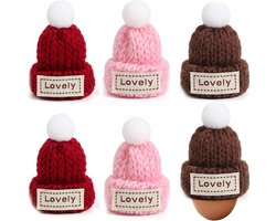 SnelShoppen - 6 Stuks Geassorteerde Gebreide Eierwarmers - Grappige Hittebescherming Caps voor Ontbijt Tafel Decoratie & Keuken Accessoires - Zacht en